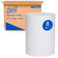 Scott Roll Towel White 140 Meters p/roll, 8 rolls p/carton